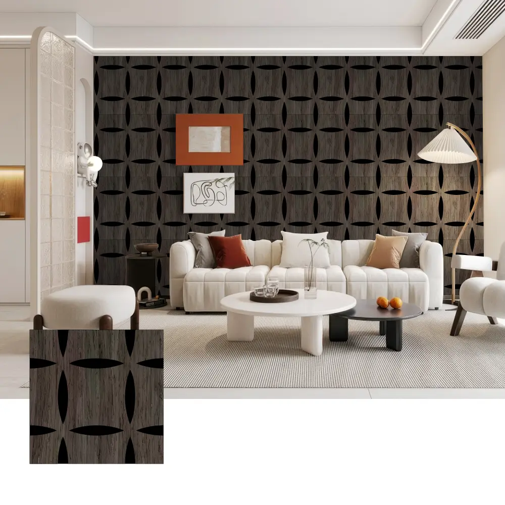 Panouri de perete acustice din lemn 3D pentru interioare decorative