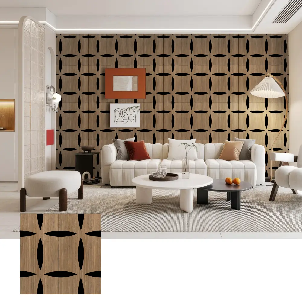 Panouri de perete acustice din lemn 3D pentru interioare decorative