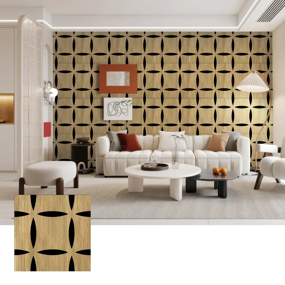 Panouri de perete acustice din lemn 3D pentru interioare decorative