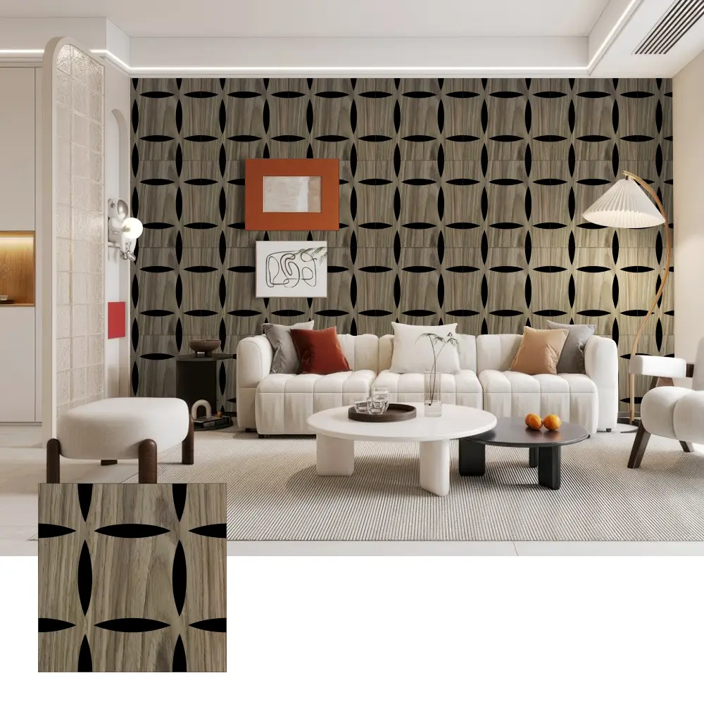 Panouri de perete acustice din lemn 3D pentru interioare decorative