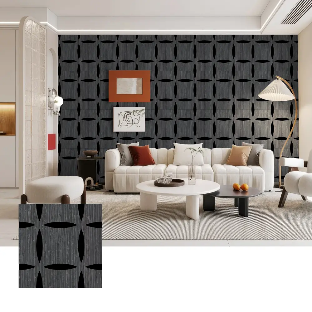 Panouri de perete acustice din lemn 3D pentru interioare decorative