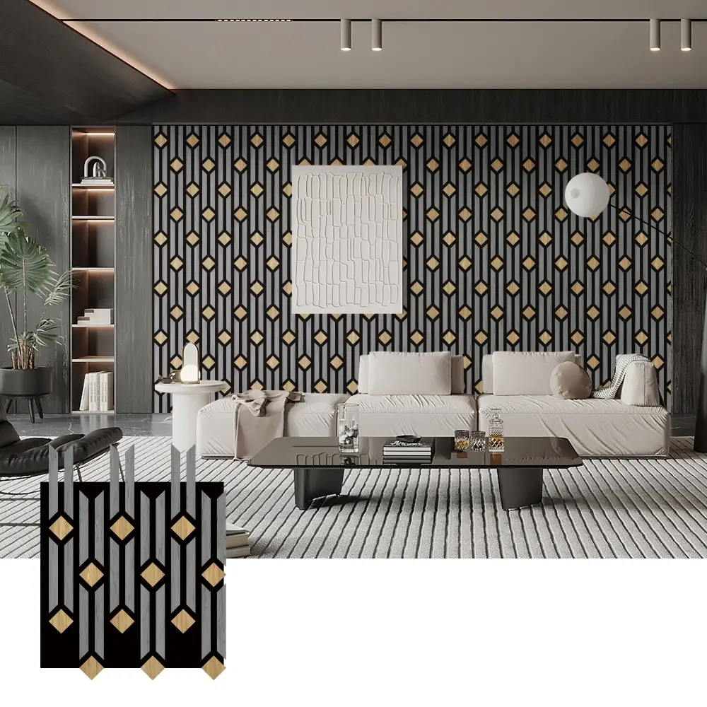 Panouri artistice 3D din lemn acustic pentru decorarea peretelui