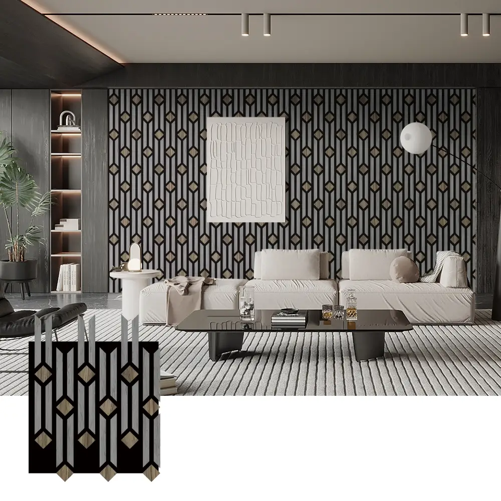 Panouri artistice 3D din lemn acustic pentru decorarea peretelui