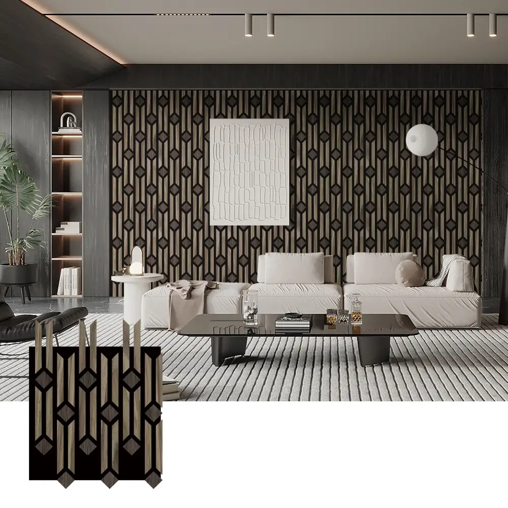 Panouri artistice 3D din lemn acustic pentru decorarea peretelui