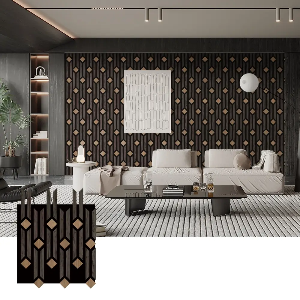 Panouri artistice 3D din lemn acustic pentru decorarea peretelui