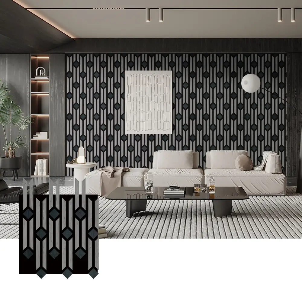 Panouri artistice 3D din lemn acustic pentru decorarea peretelui