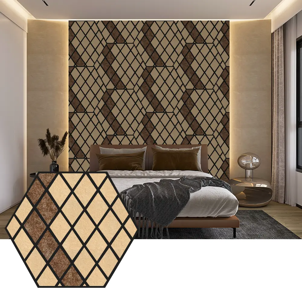 Panouri acustice hexagonale PET pentru design modern de perete