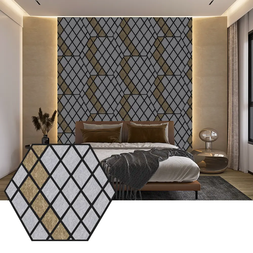 Panouri acustice hexagonale PET pentru design modern de perete