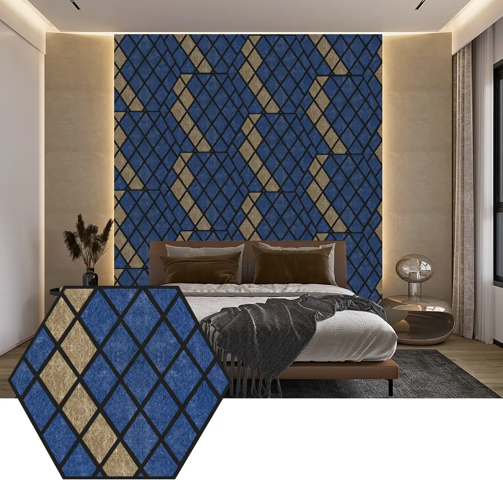 Panouri acustice hexagonale PET pentru design modern de perete