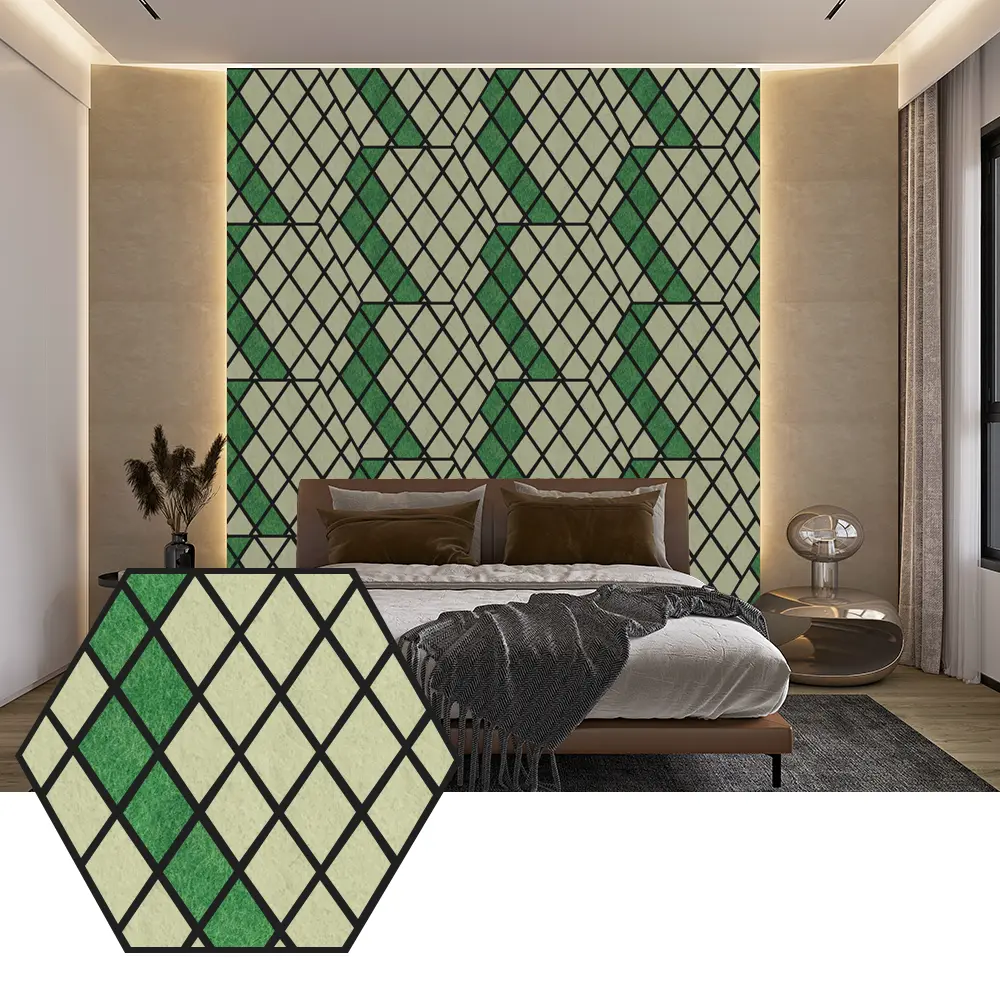 Panouri acustice hexagonale PET pentru design modern de perete