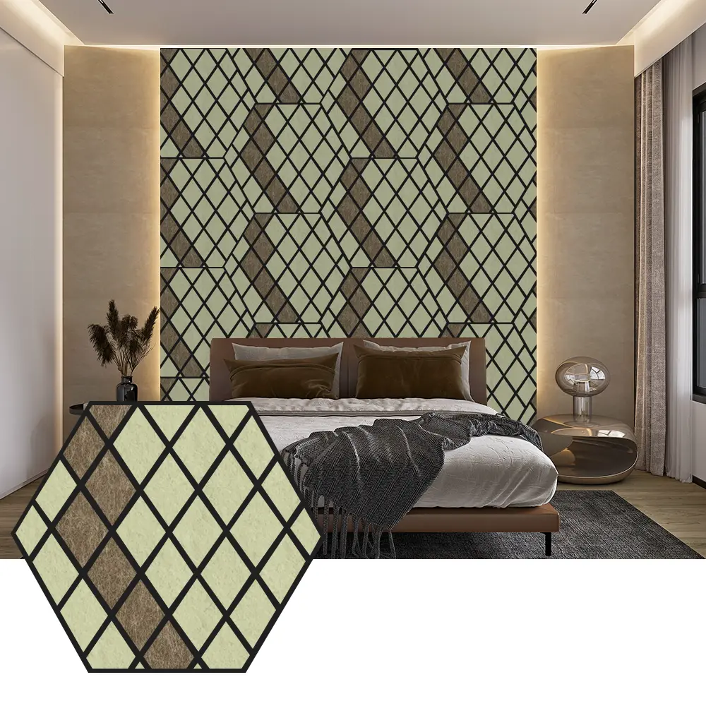 Panouri acustice hexagonale PET pentru design modern de perete