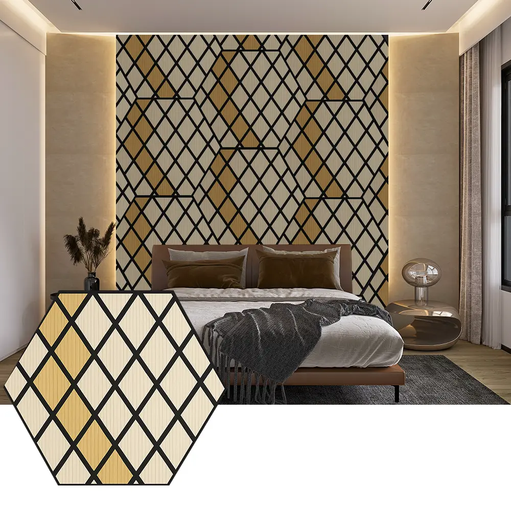 Panouri acustice hexagonale PET pentru design modern de perete Panouri acustice hexagonale PET pentru design modern de perete