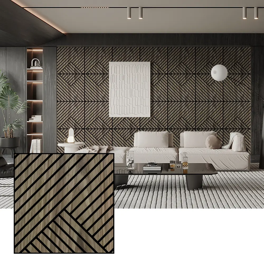Panouri acustice din furnir din lemn natural pentru pereti interiori