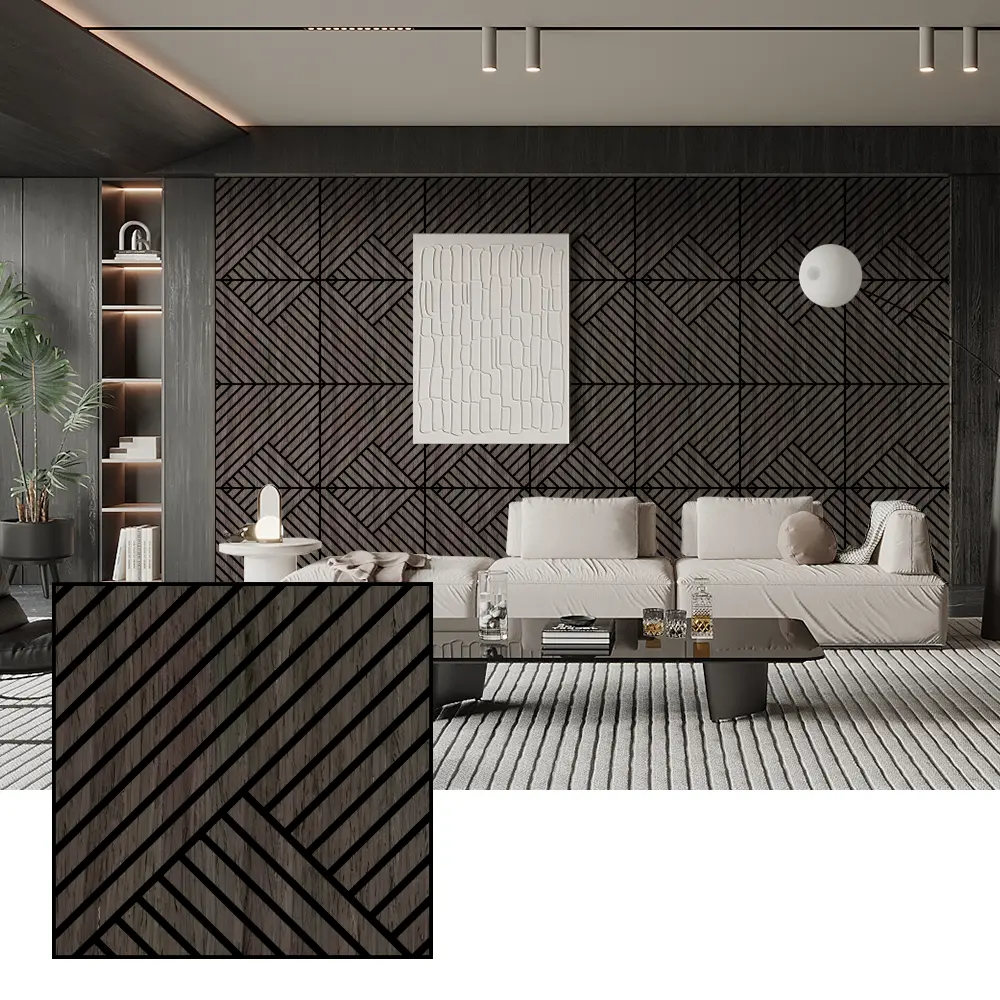 Panouri acustice din furnir din lemn natural pentru pereti interiori