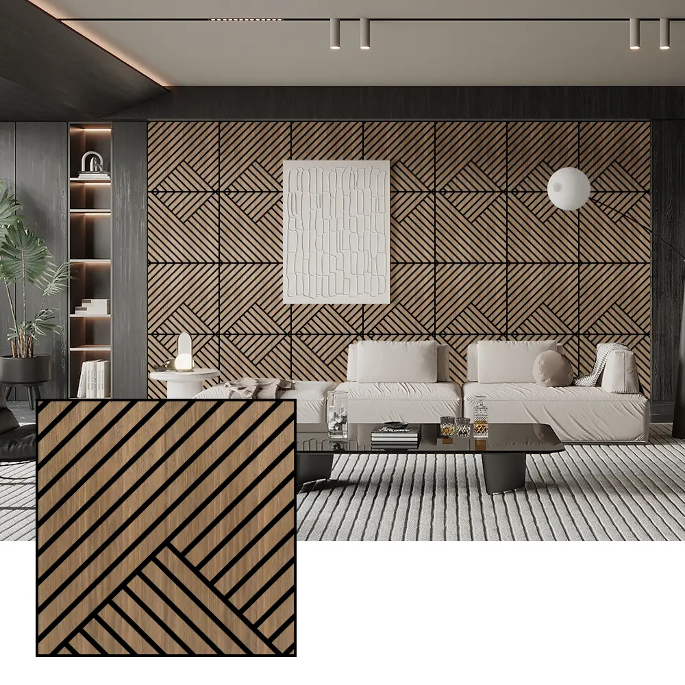 Panouri acustice din furnir din lemn natural pentru pereti interiori