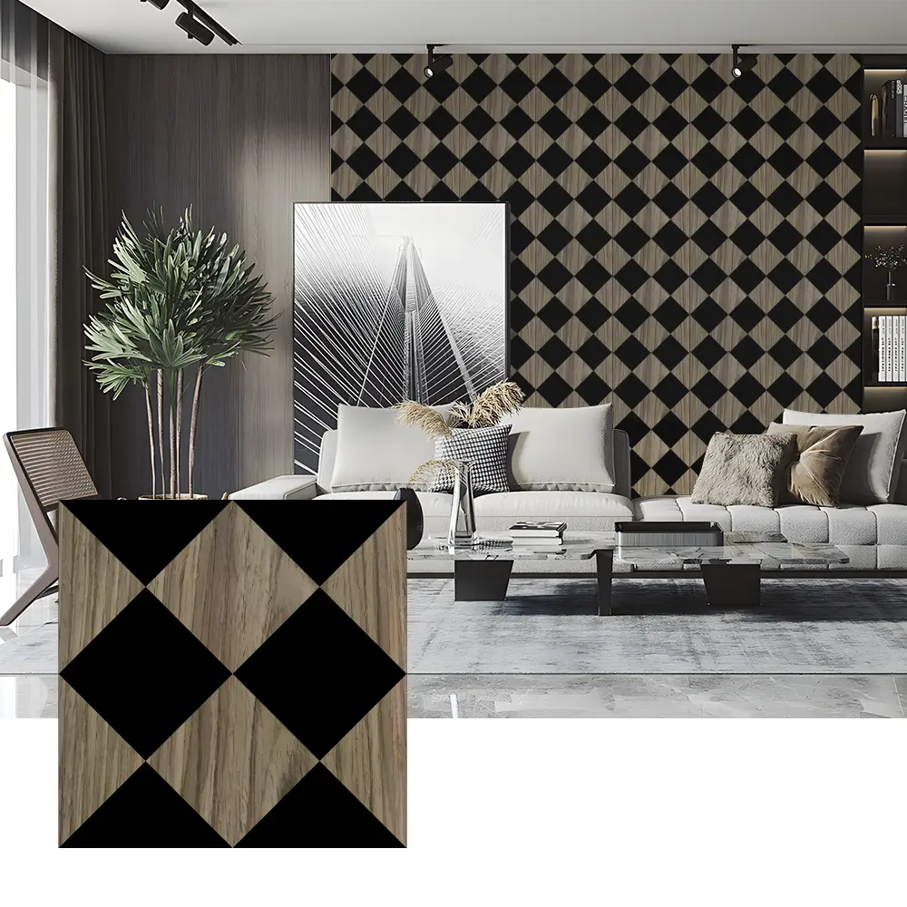 Panouri acustice din furnir din lemn pentru decorarea pereților dormitorului