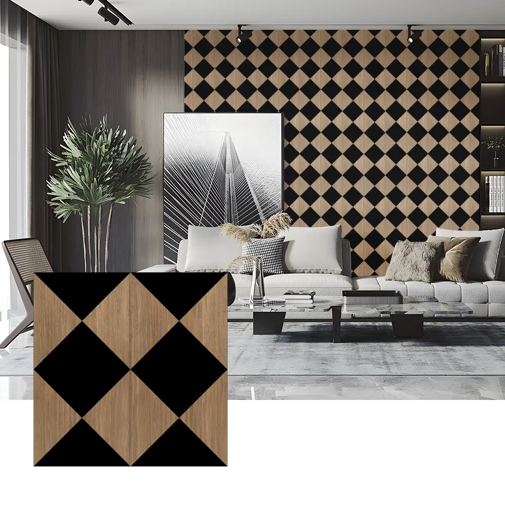 Panouri acustice din furnir din lemn pentru decorarea pereților dormitorului
